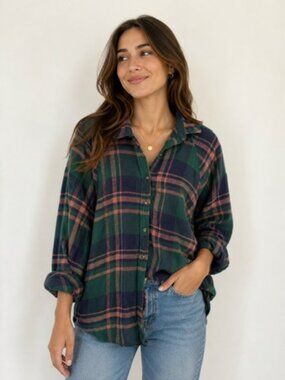 American Eagle Medium Plaid Flannel Button Up Shirt